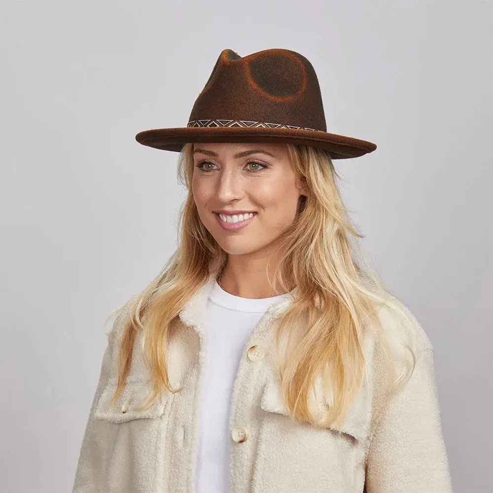 American Hat Makers - Crushable Wool Felt Fedora Hat- Style Backroads: Rust / XL