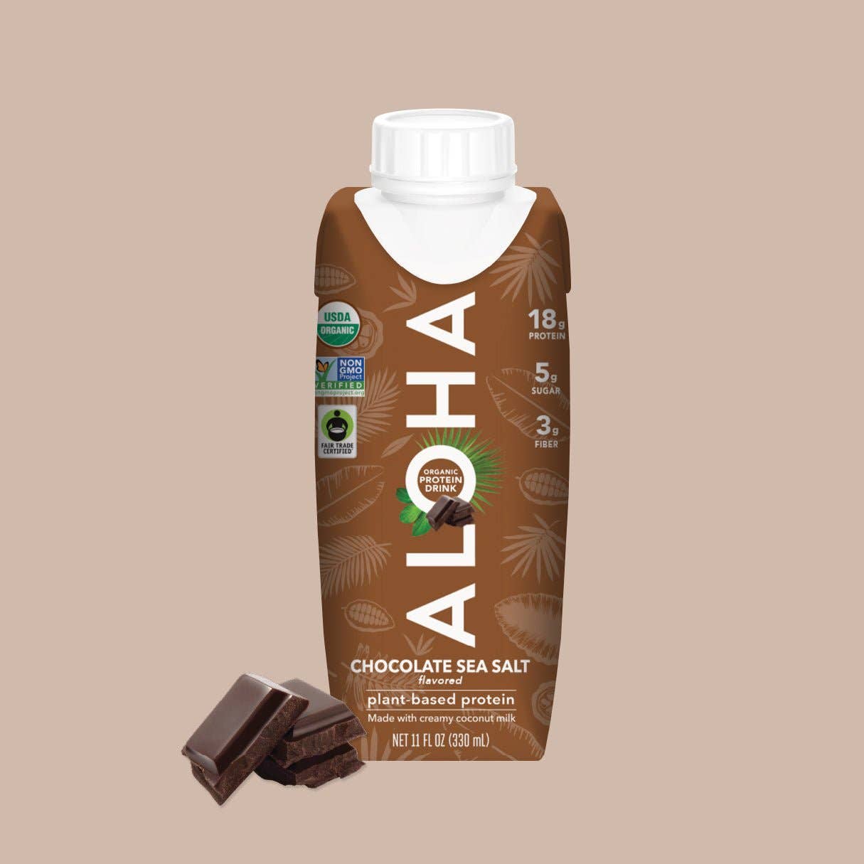 Aloha - 11oz Chocolate Sea Salt Protein Drink (Pack of 12): 12-Bottle Pack