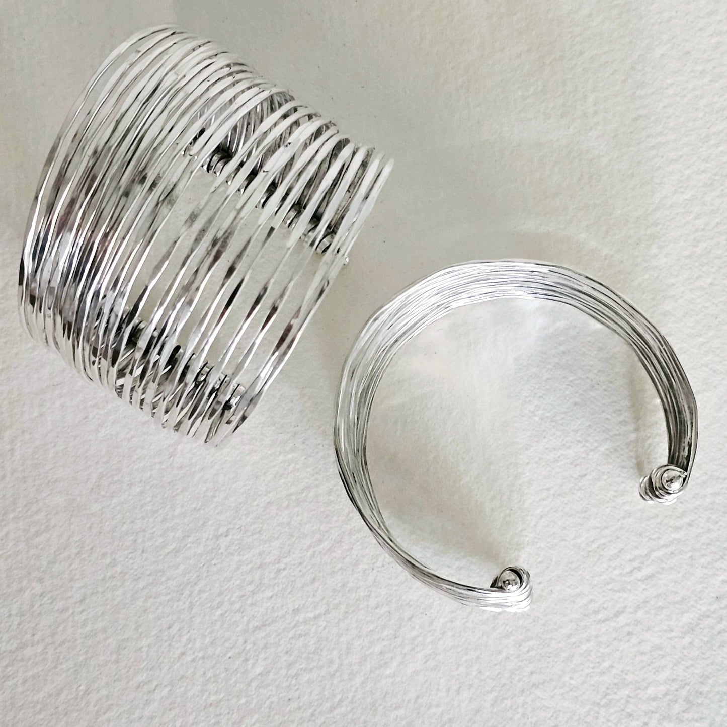 Bisjoux - Silver multi layered wire cuff bracelet bohemian style