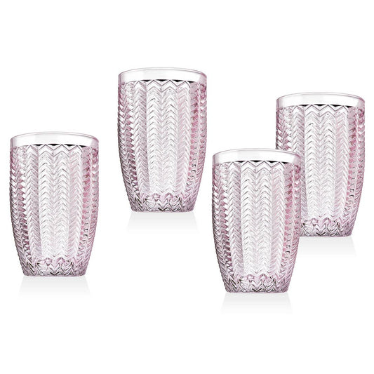 Godinger - Set of Four Pink Twill Highballs