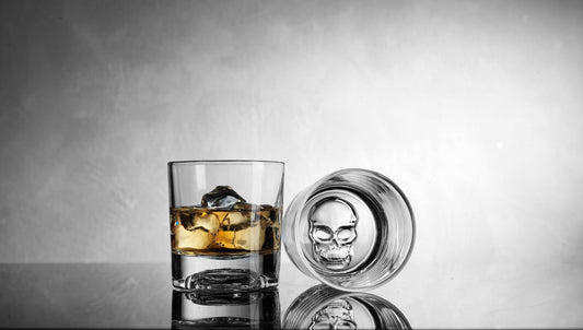 Godinger - Set of Two Skull Embossed Bottom Whiskey Glass