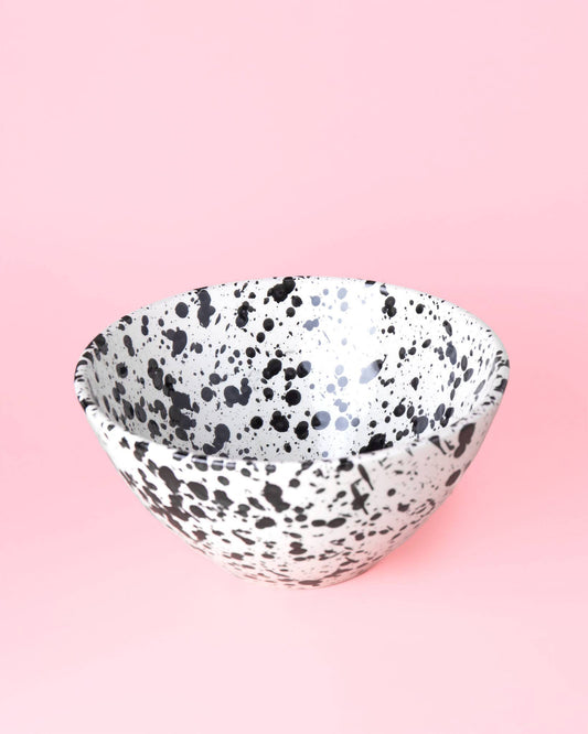 Alfar Tierra Cocida - Large Modern Ceramic Salad Bowl / Black and White GALAXI