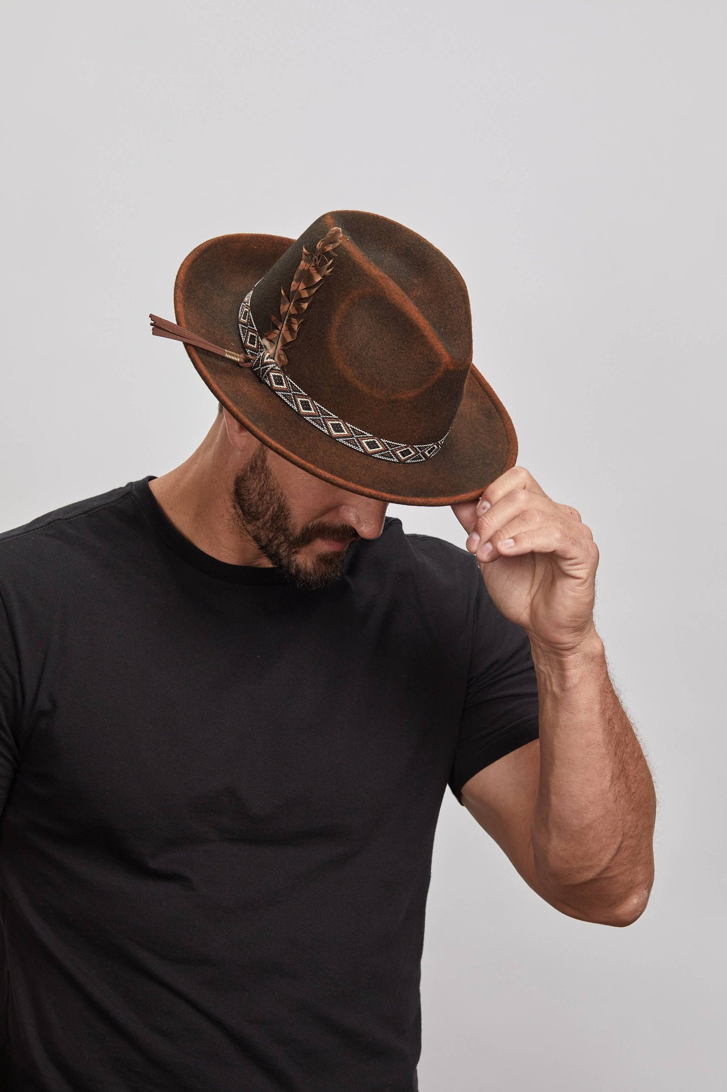 American Hat Makers - Crushable Wool Felt Fedora Hat- Style Backroads: Rust / LG