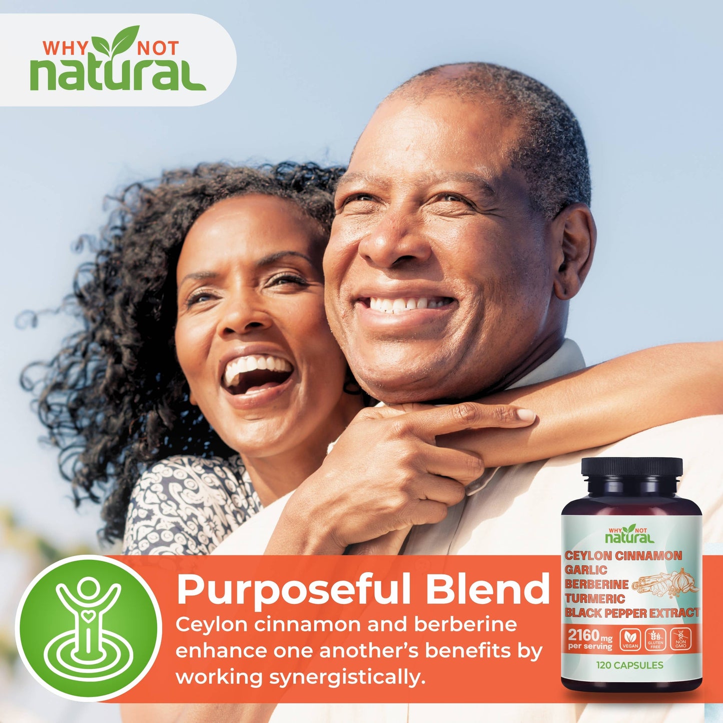 WhyNotNatural - 5-in-1 Organic Ceylon Cinnamon Capsules, Blood Sugar Support