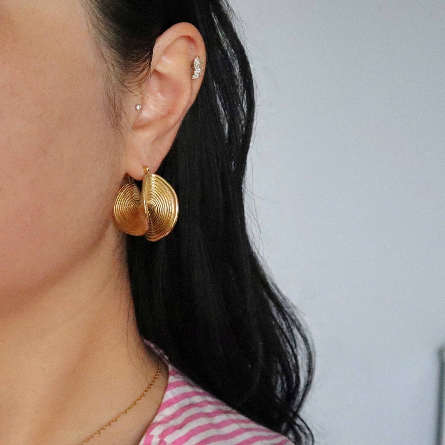 JESSA Jewelry - Devon Folded Hoops | Gold Statement Hoops