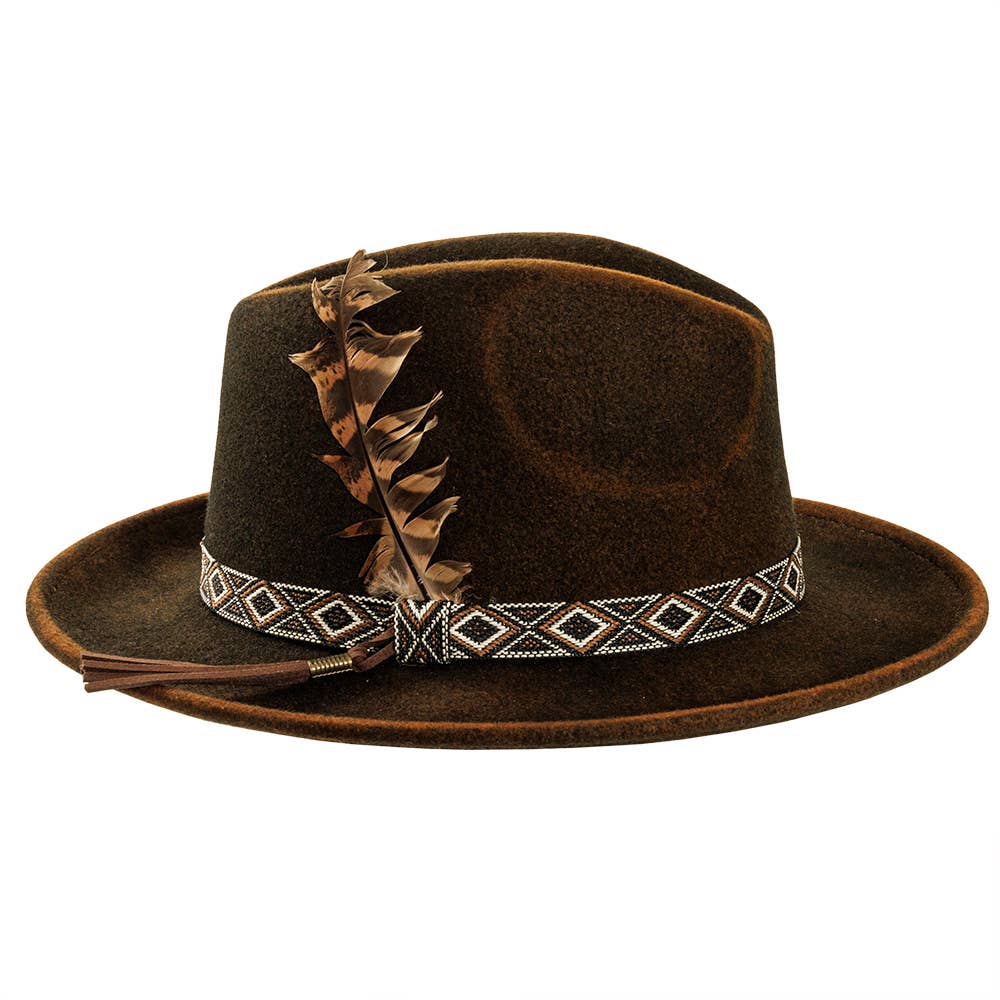 American Hat Makers - Crushable Wool Felt Fedora Hat- Style Backroads: Rust / LG