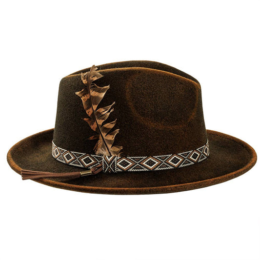 American Hat Makers - Crushable Wool Felt Fedora Hat- Style Backroads: Rust / LG