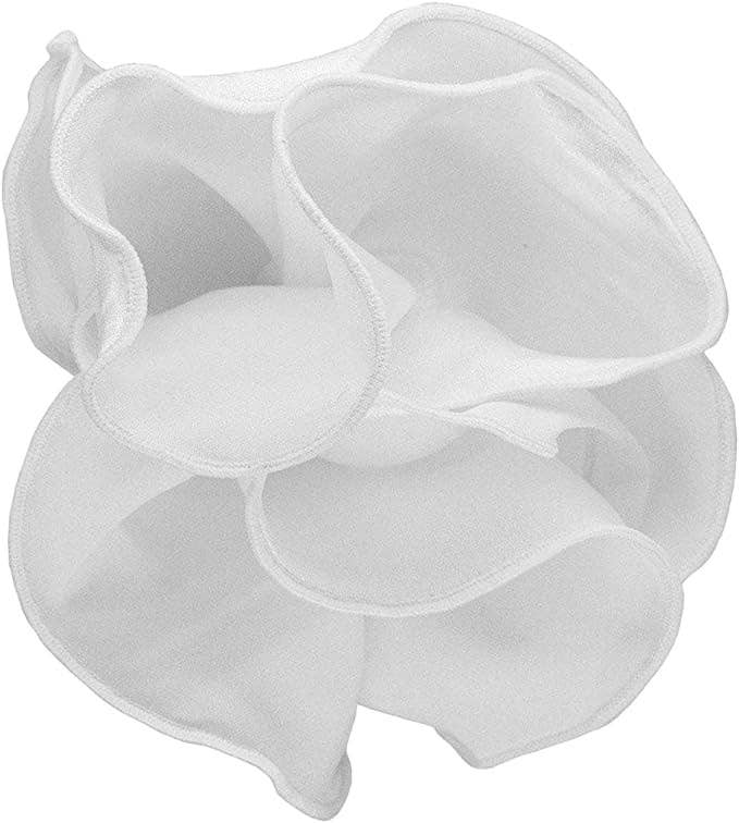 Dubal Brothers - Vittorio Farina Round Satin Pocket Square with Embroidered Piping: White and White