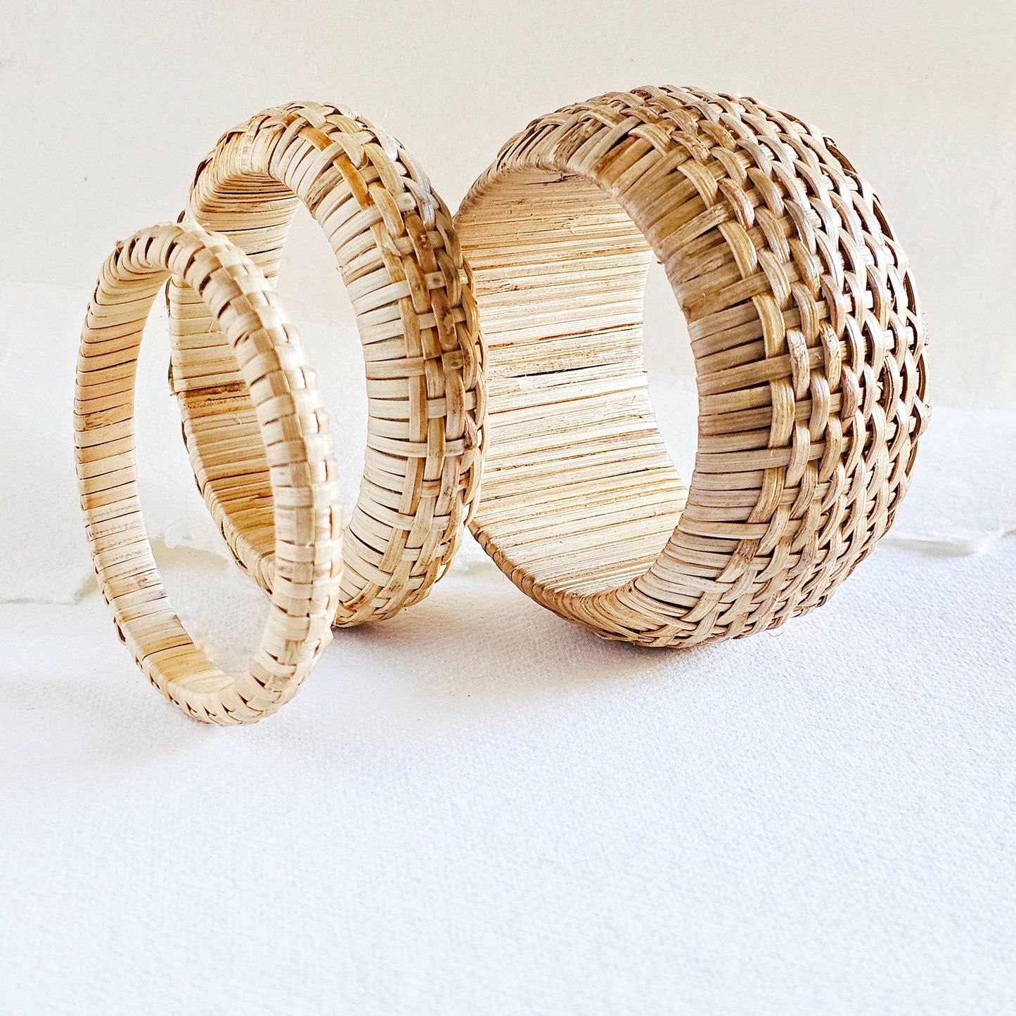 Bisjoux - Rattan straw cane bangle bracelet set handmade renewable: Set