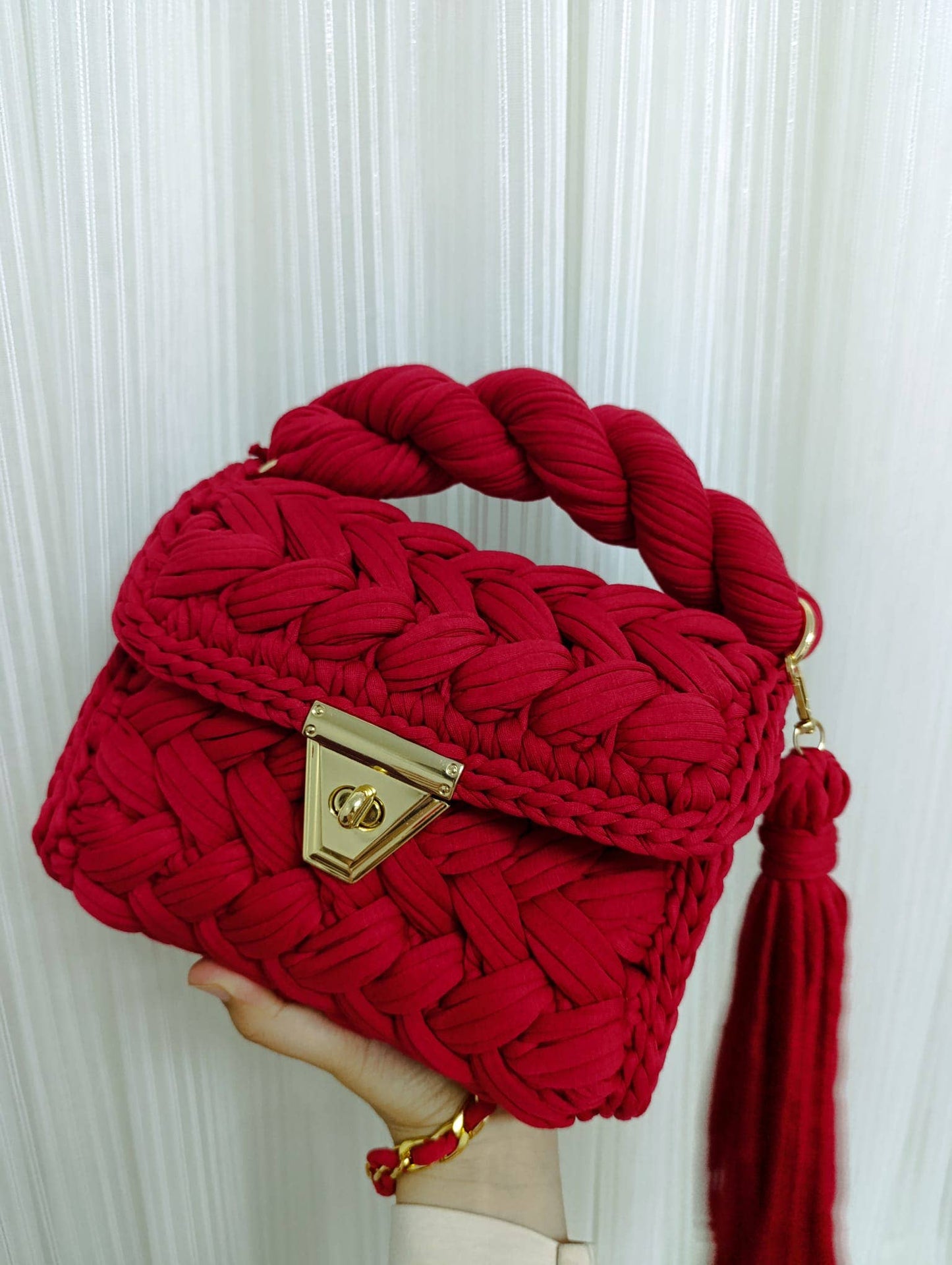 CHQEL - CHQEL Evening Clutch Bag for Women, Handmade Crochet Wedding