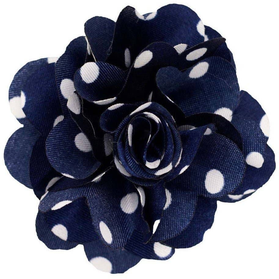 Dubal Brothers - Vittorio Vico Men's Formal Polka Dot Flower Lapel Pin: Flower Pin Suit Accessories Pins for Suit or Tuxedo by Classy Cufflinks: Navy & White (107) / One Size