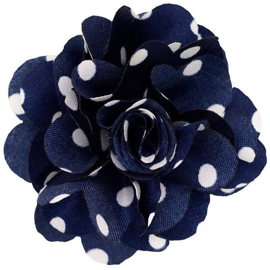 Dubal Brothers - Vittorio Vico Men's Formal Polka Dot Flower Lapel Pin: Flower Pin Suit Accessories Pins for Suit or Tuxedo by Classy Cufflinks: Navy & White (107) / One Size