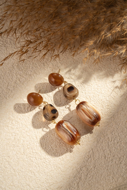 COSMOS - Chic marbled resin earrings for women in stainless steel