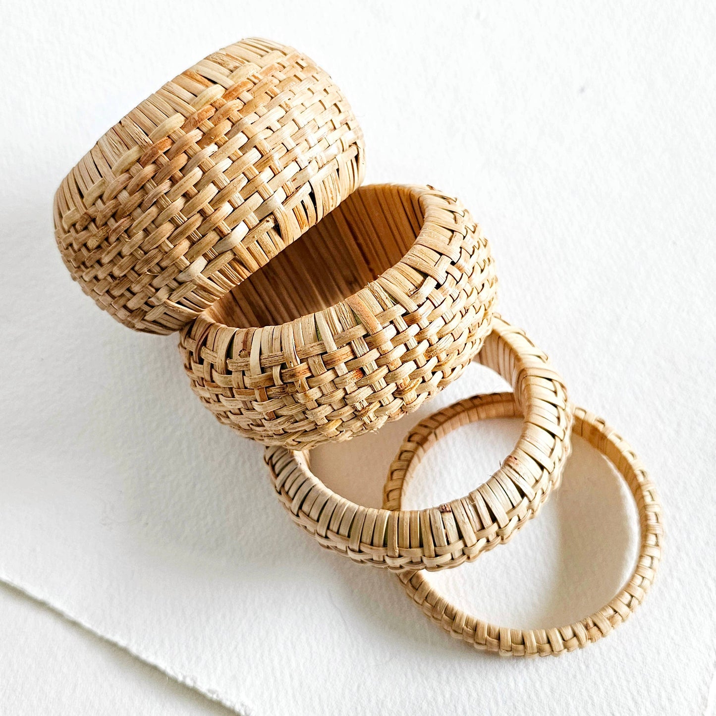 Bisjoux - Rattan straw cane bangle bracelet set handmade renewable: Set