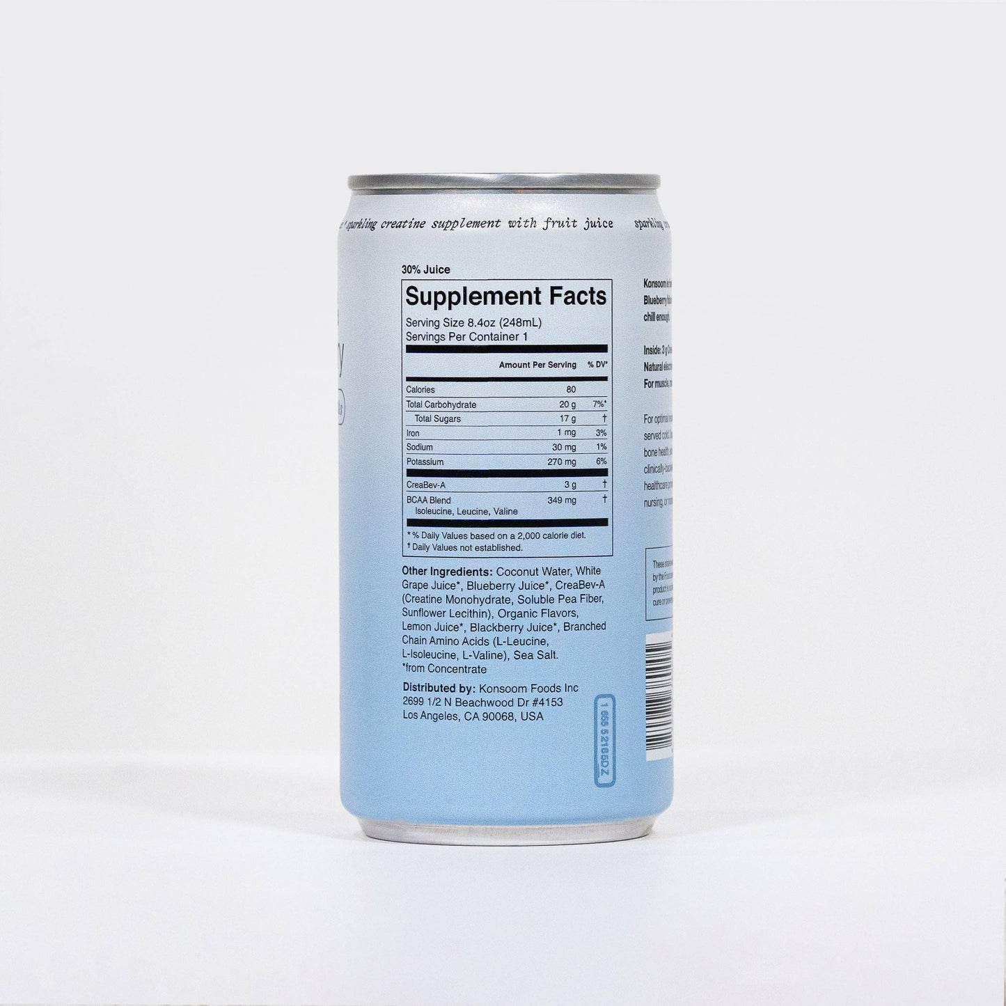 Konsoom Foods - Sparkling Creatine Drink – Power & Recovery (Crisp Blueberry): Pack of 12