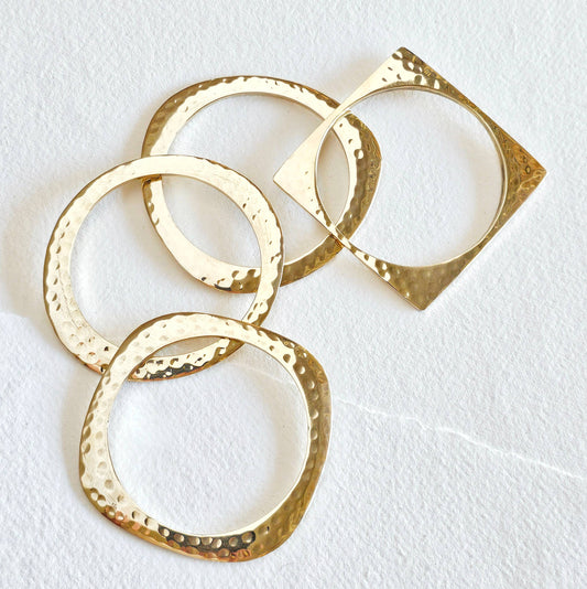 Bisjoux - Brass geometric bold hammered bangle set x4  bracelet