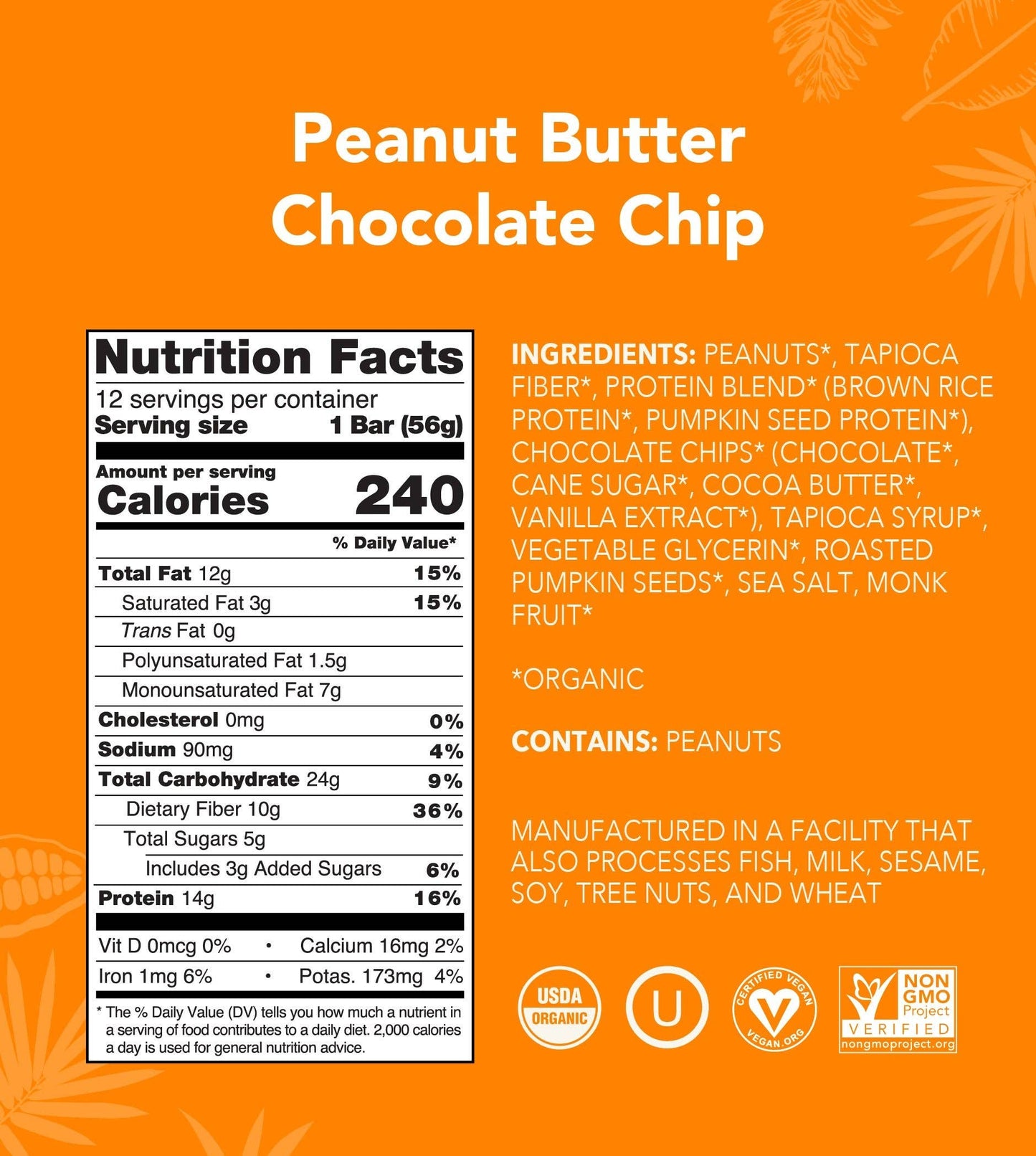 Aloha - Peanut Butter Chocolate Chip Protein Bar: 12 Bar Box