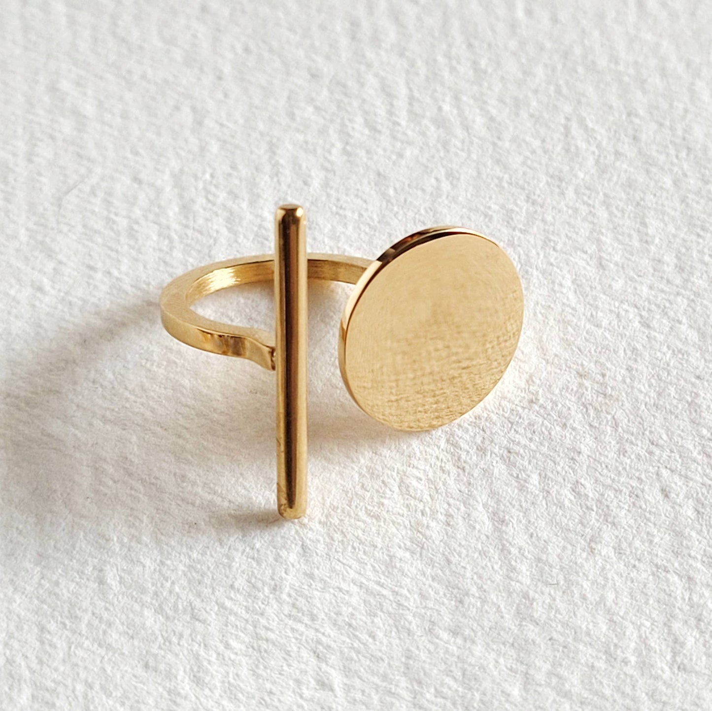 Bisjoux - 18k gold plated triangle circle geometric ring: Triangle