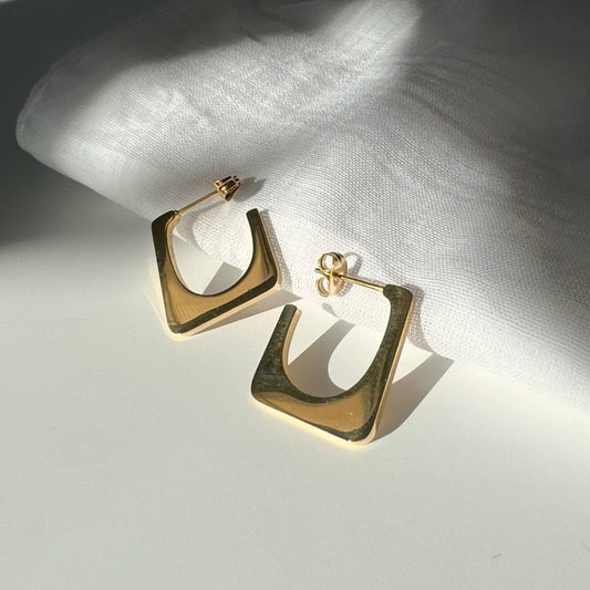 JESSA Jewelry - Lua Gold Plated Stainless Steel Mirror Finish Hoop Earrings