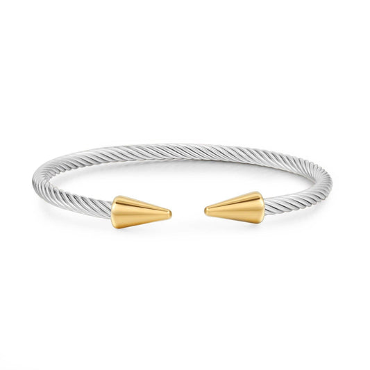 Mio Queena - Stainless Steel Adjustable Nail Bangle: Steel gold