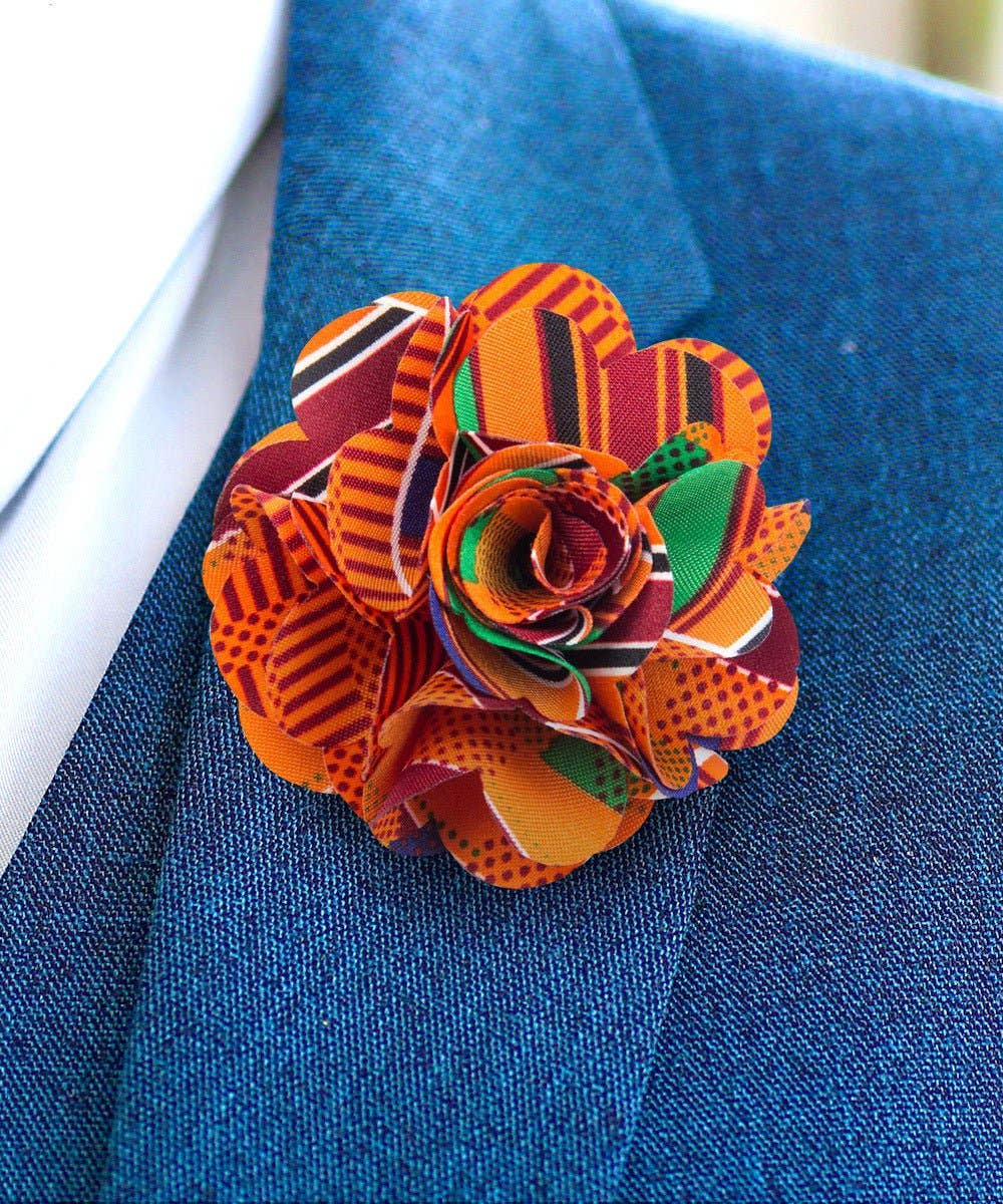Dubal Brothers - Vittorio Vico Kente Flower Lapel Pin: Kente #2