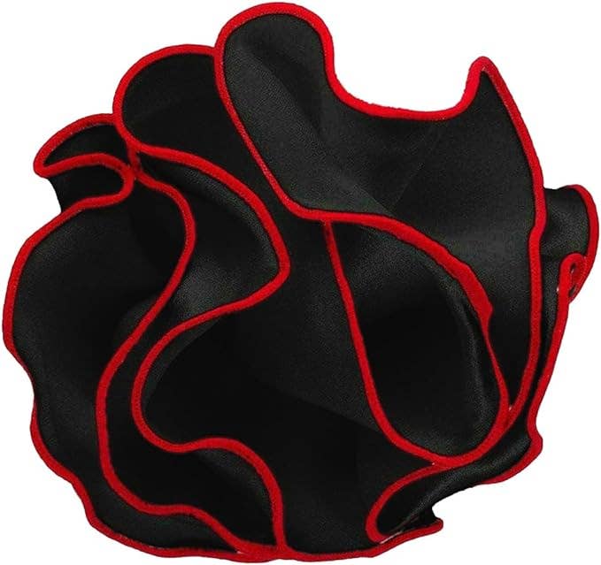 Dubal Brothers - Vittorio Farina Round Satin Pocket Square with Embroidered Piping: Amber and Black