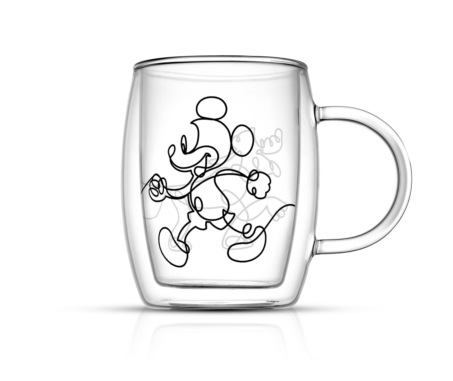 JoyJolt - Disney Mickey and Pluto Double Wall Coffee Mugs- Set of 2: 13.5 oz