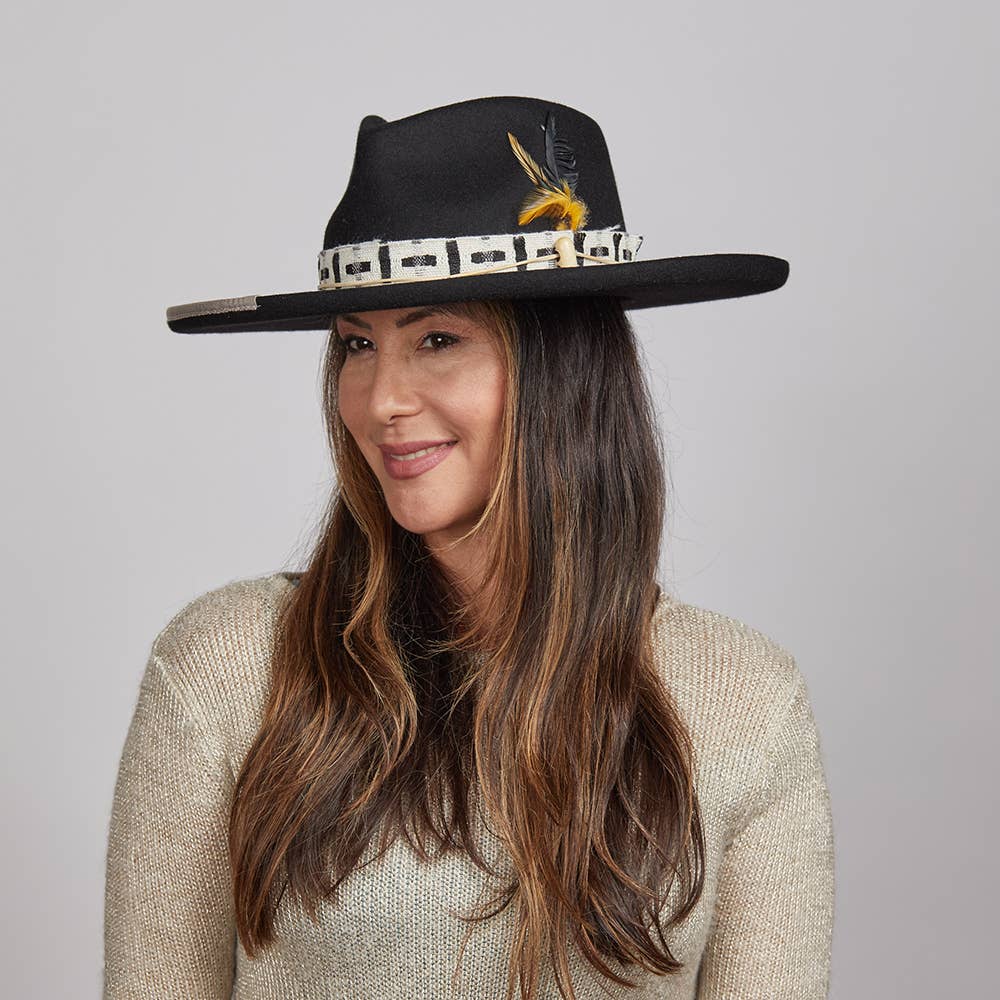 American Hat Makers - Wool Felt Teardrop Curled Brim Hat- Style Lounge: Black / MD