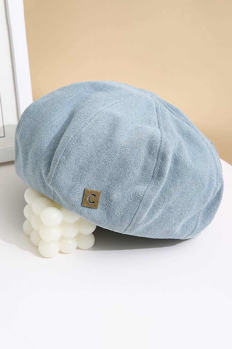 ACCITY - DENIM  FASHION BERET CAP_CWAH0484: NAVY / (OS) 2