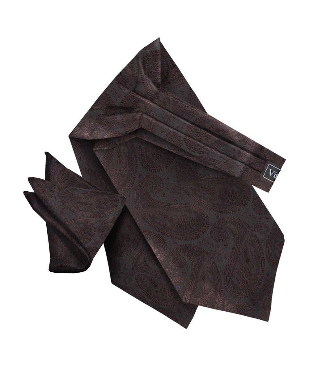 Dubal Brothers - Vittorio Farina Men's Woven Paisley Ascot & Pocket Square: Yellow / One Size