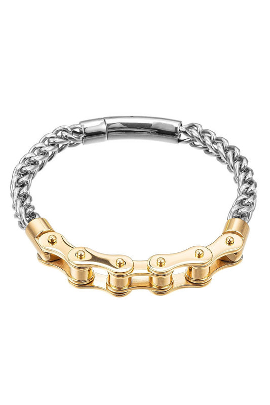 Eye Candy Los Angeles - Alexandre 2 tone bike chain bracelet