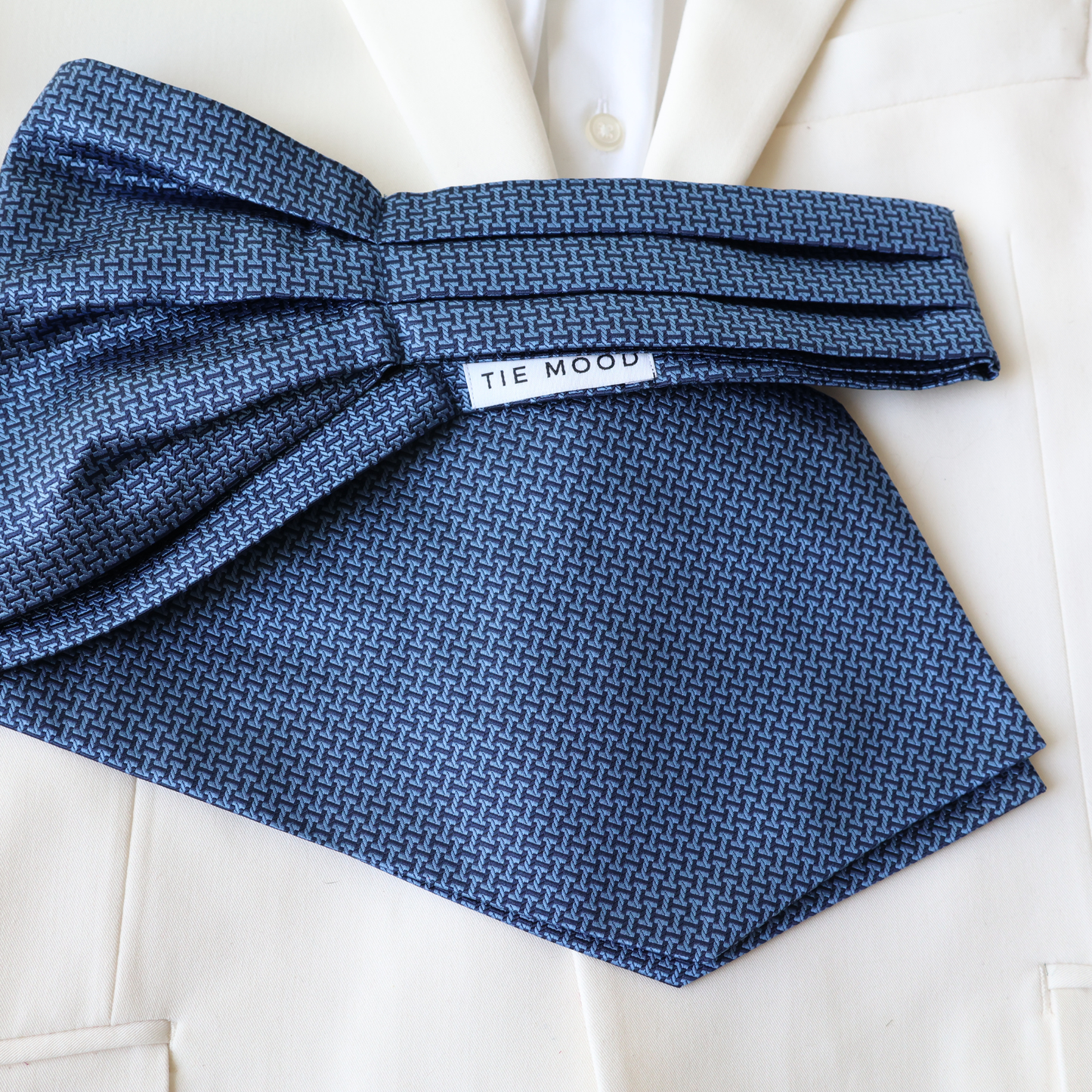 Tie Mood - Modern Interlocking Design Blue Ascot Tie: Blue