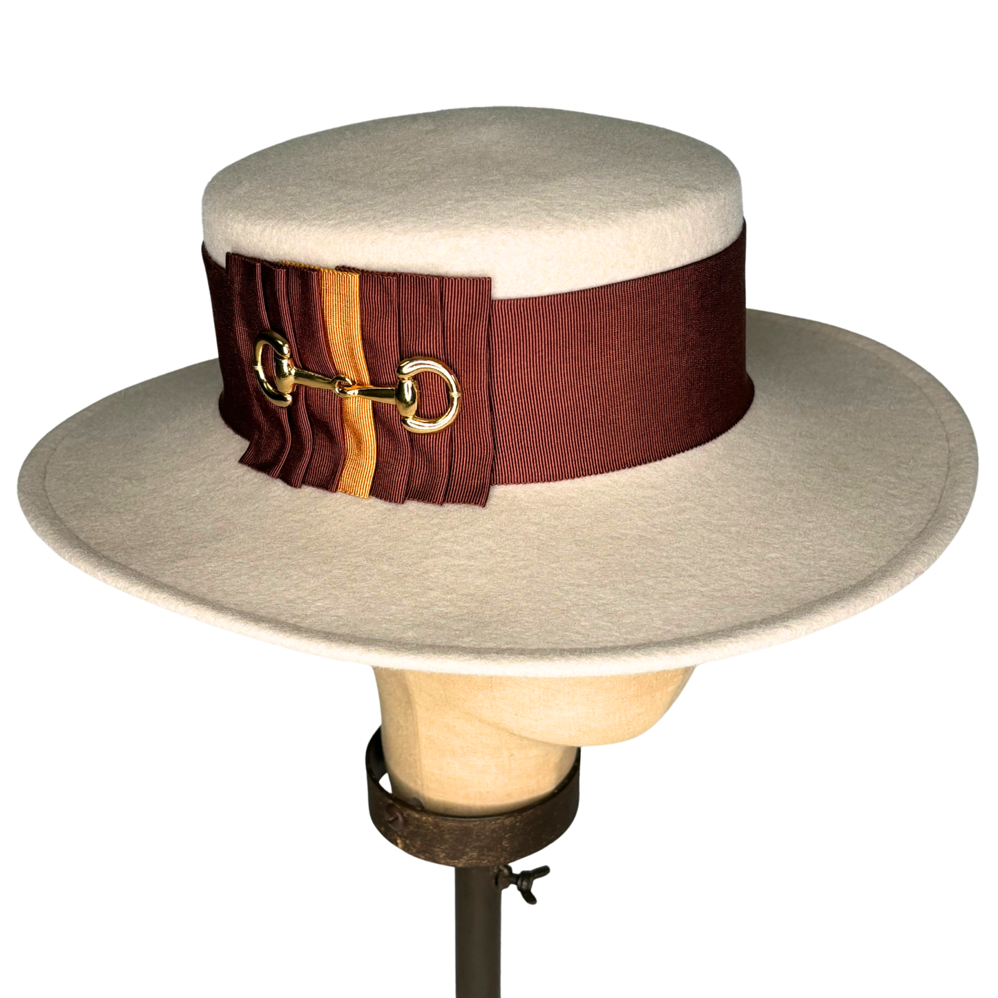 Kathy Jeanne Millinery - Wool Alabaster Equestrian Boater