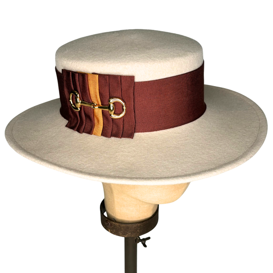 Kathy Jeanne Millinery - Wool Alabaster Equestrian Boater