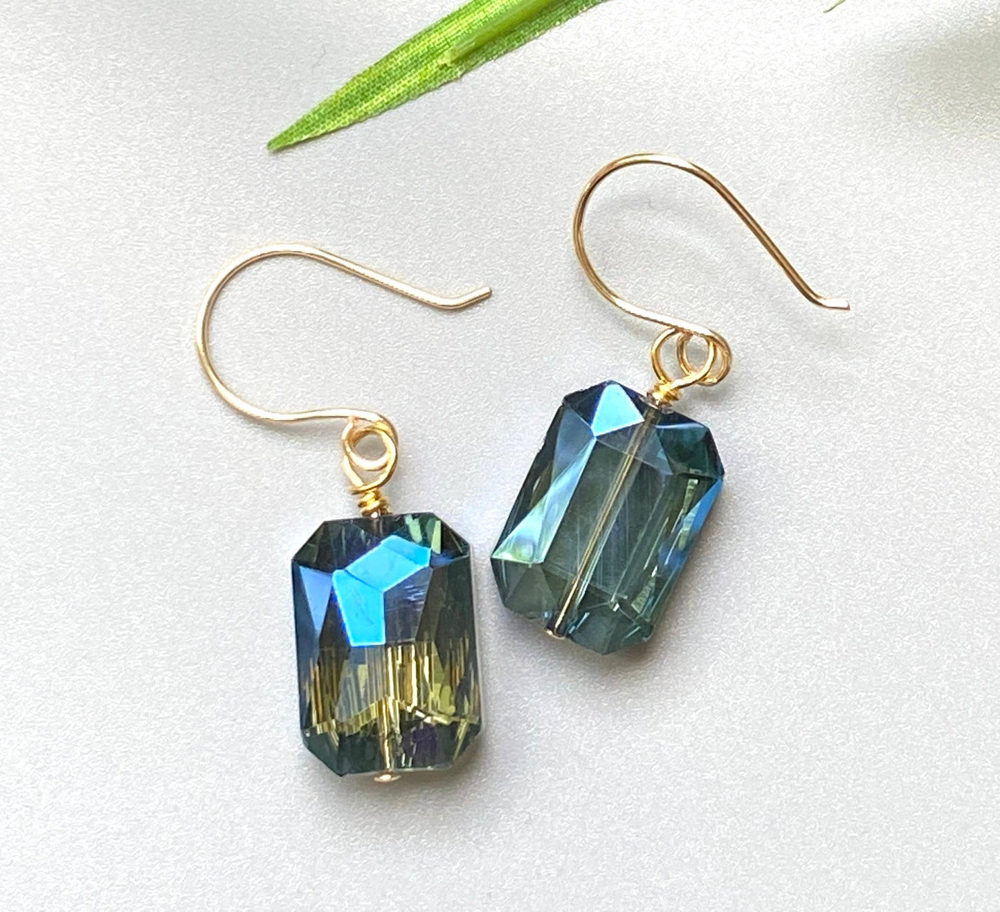 Marble Designs Jewelry - Blue Crystal Earrings Gold Elegant Drops: Blue / Silver