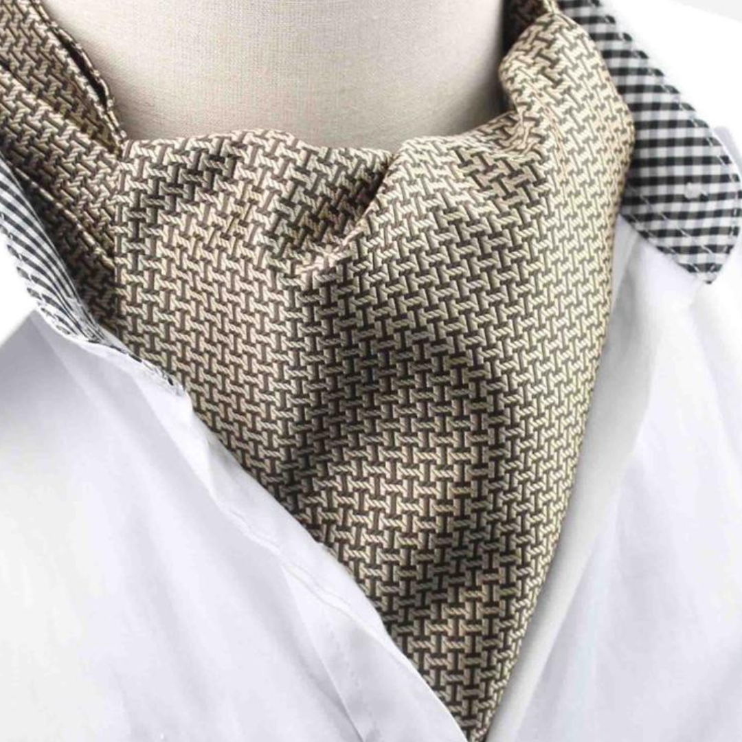 Tie Mood - Modern Interlocking Design Blue Ascot Tie: Blue