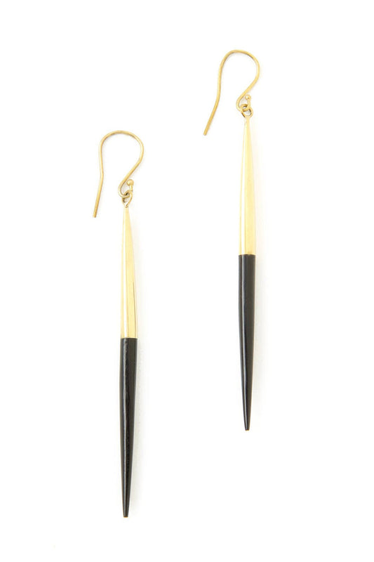Swahili | AFRICAN MODERN - Kenyan Brass & Cow Horn Javelin Earrings