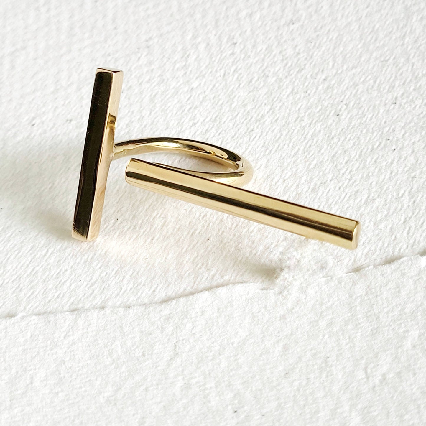 Bisjoux - Brass bold designer double bar ring handcrafted Bisjoux
