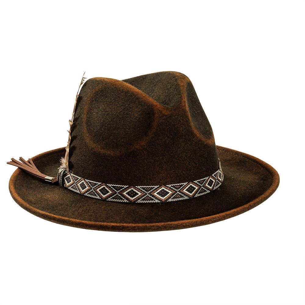 American Hat Makers - Crushable Wool Felt Fedora Hat- Style Backroads: Rust / MD
