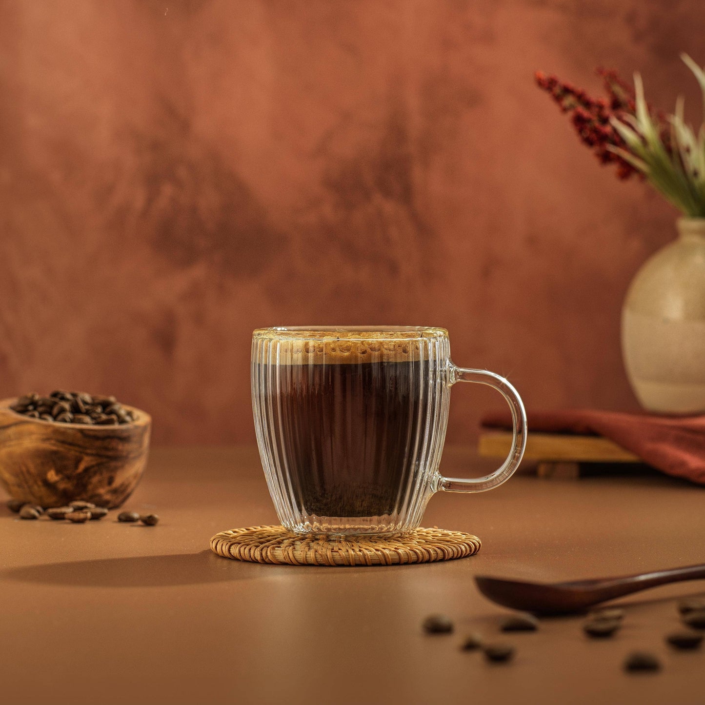 JoyJolt - Fluted Savor Double Wall Espresso Glasses 5.4oz - Set of 2: 5.4 oz