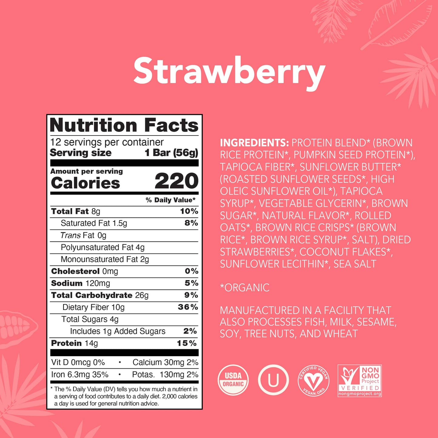 Aloha - Strawberry - Protein Bars: 12 Bar Box
