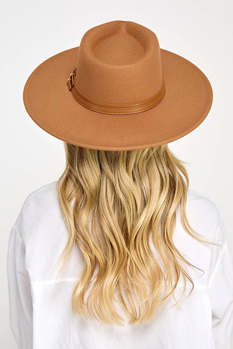 Collections by Fame Accessories - Double Belt Strap Fedora Hat: IV