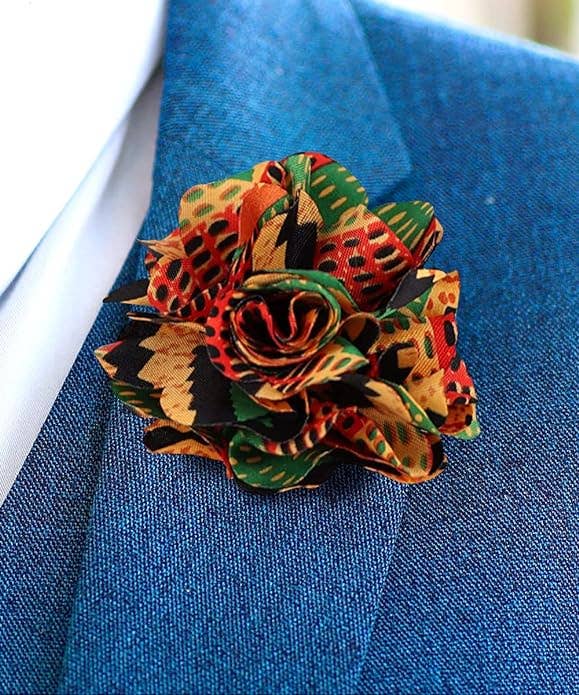 Dubal Brothers - Vittorio Vico Kente Flower Lapel Pin: Kente #1