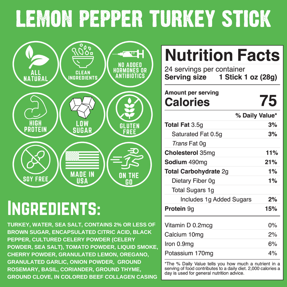 Righteous Felon Craft Jerky - Righteous Felon Lemon Pepper Turkey Stick 1oz