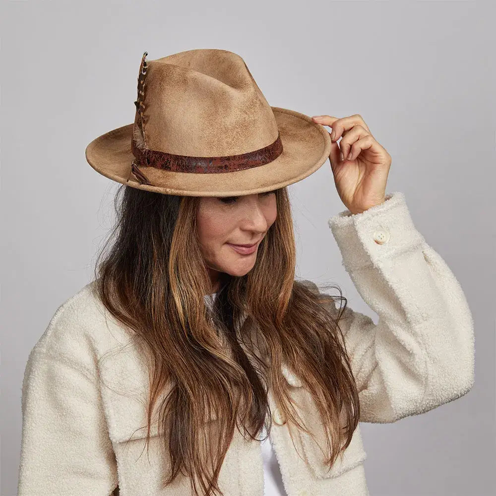 American Hat Makers - Wool Felt Packable Hat - Style Bootlegger Open Sizing 6: Ivory / XL