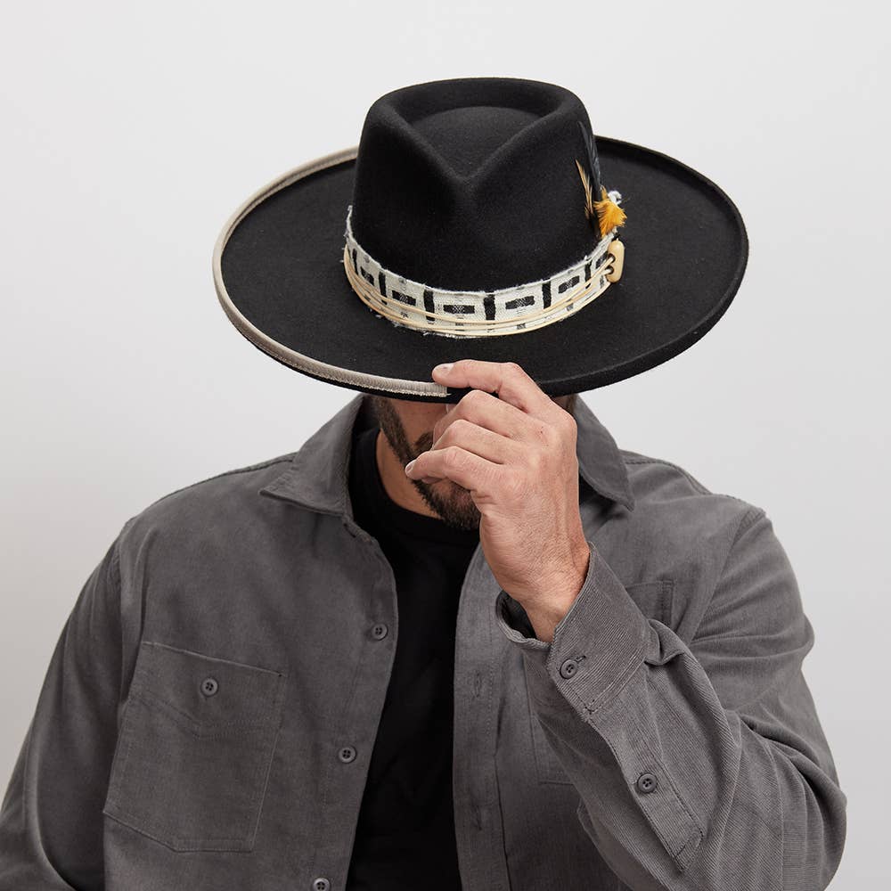 American Hat Makers - Wool Felt Teardrop Curled Brim Hat- Style Lounge: Black / MD