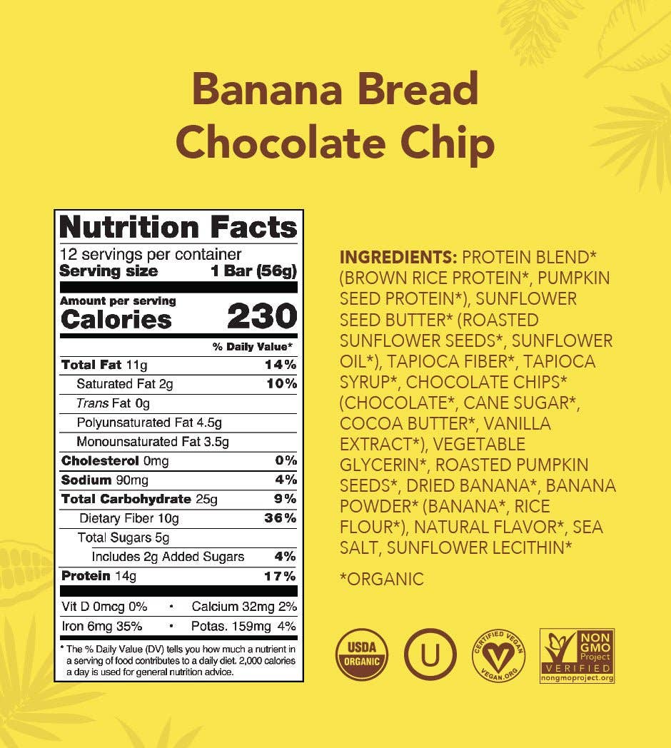 Aloha - Banana Bread Chocolate Chip Protein Bar: 12 Bar Box