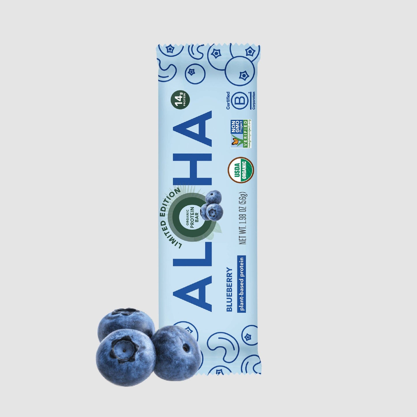 Aloha - Blueberry Protein Bar: 12 Bar Box