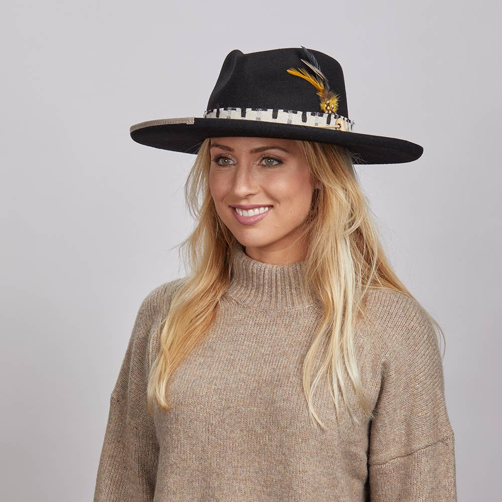 American Hat Makers - Wool Felt Teardrop Curled Brim Hat- Style Lounge: Black / LG
