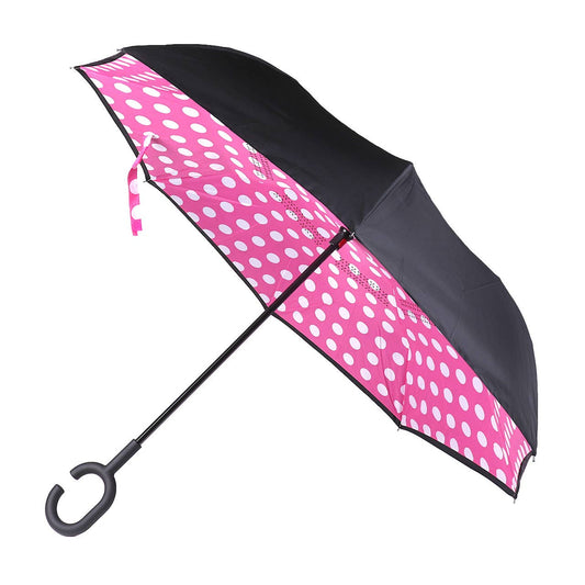 Selini New York - Pink Big Polka Dot Double Layer Inverted Umbrella - UM18063